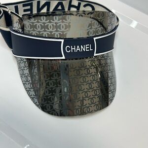 CHANEL Black and White Visor Hat